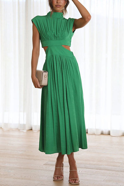 Quincy | Women's Midi Dress with Cut-Out and Pockets