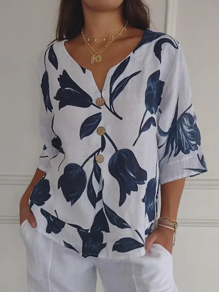 Sanne | Women's Floral Button-Up Blouse