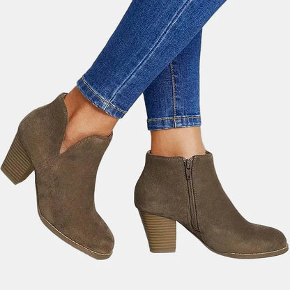 Hailey | Women's Cushioned Slip-On Block Heel Ankle Boots