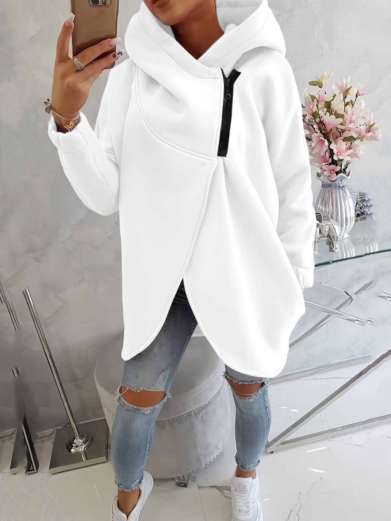 Leslie | Women's Relaxed Everyday Essential Zip Hoodie with Pockets