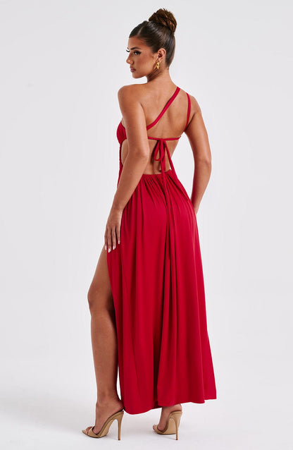 Alecia | Women's Maxi Dress with Asymmetric Neck