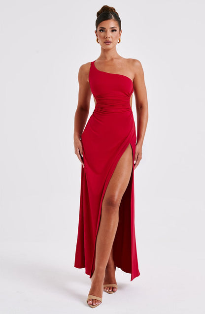 Alecia | Women's Maxi Dress with Asymmetric Neck
