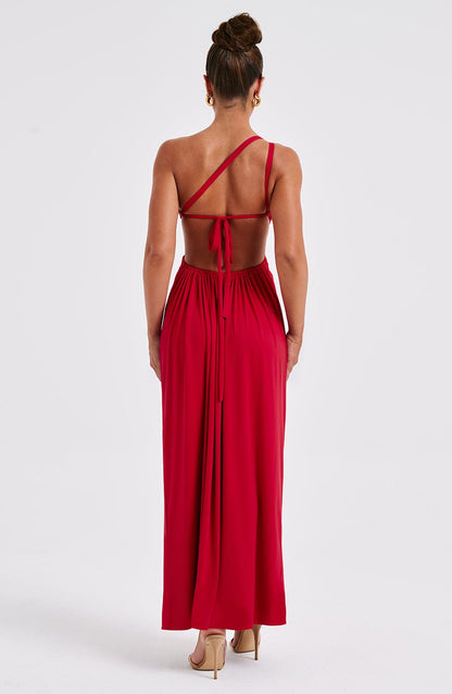 Alecia | Women's Maxi Dress with Asymmetric Neck