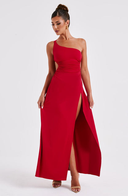 Alecia | Women's Maxi Dress with Asymmetric Neck