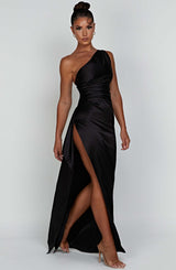 Saoirse | Women's One Shoulder Long Bodycon Maxi Dress with Side Slit