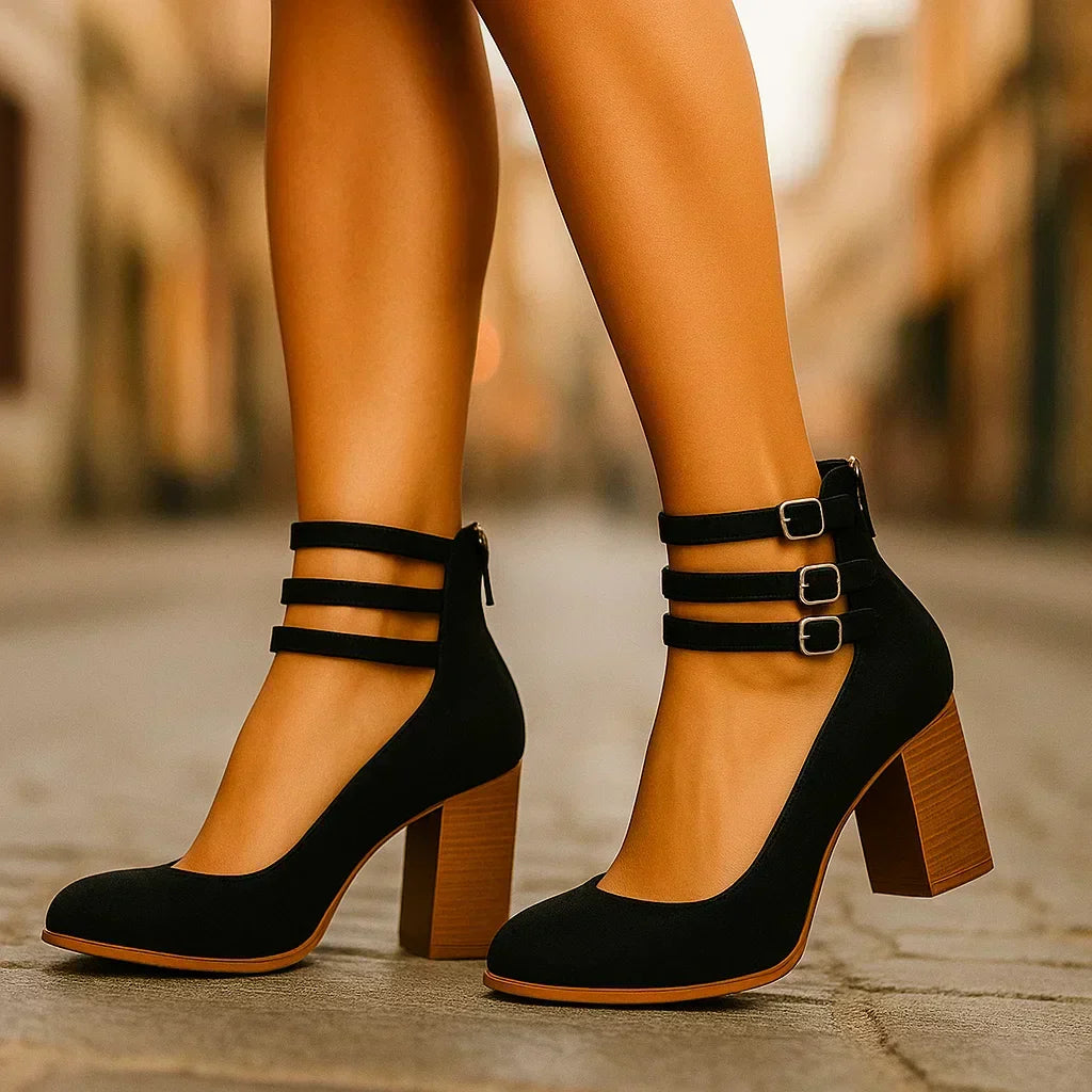 Sofie | Women's Cushioned Buckle Sophisticated Heels with Arch Support
