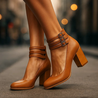Sofie | Women's Cushioned Buckle Sophisticated Heels with Arch Support