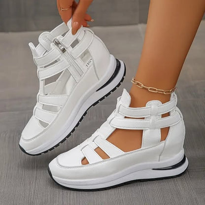 Women's Cushioned Open-Toe Lightweight Wedge Sandals with Side Zip for Ultimate Comfort