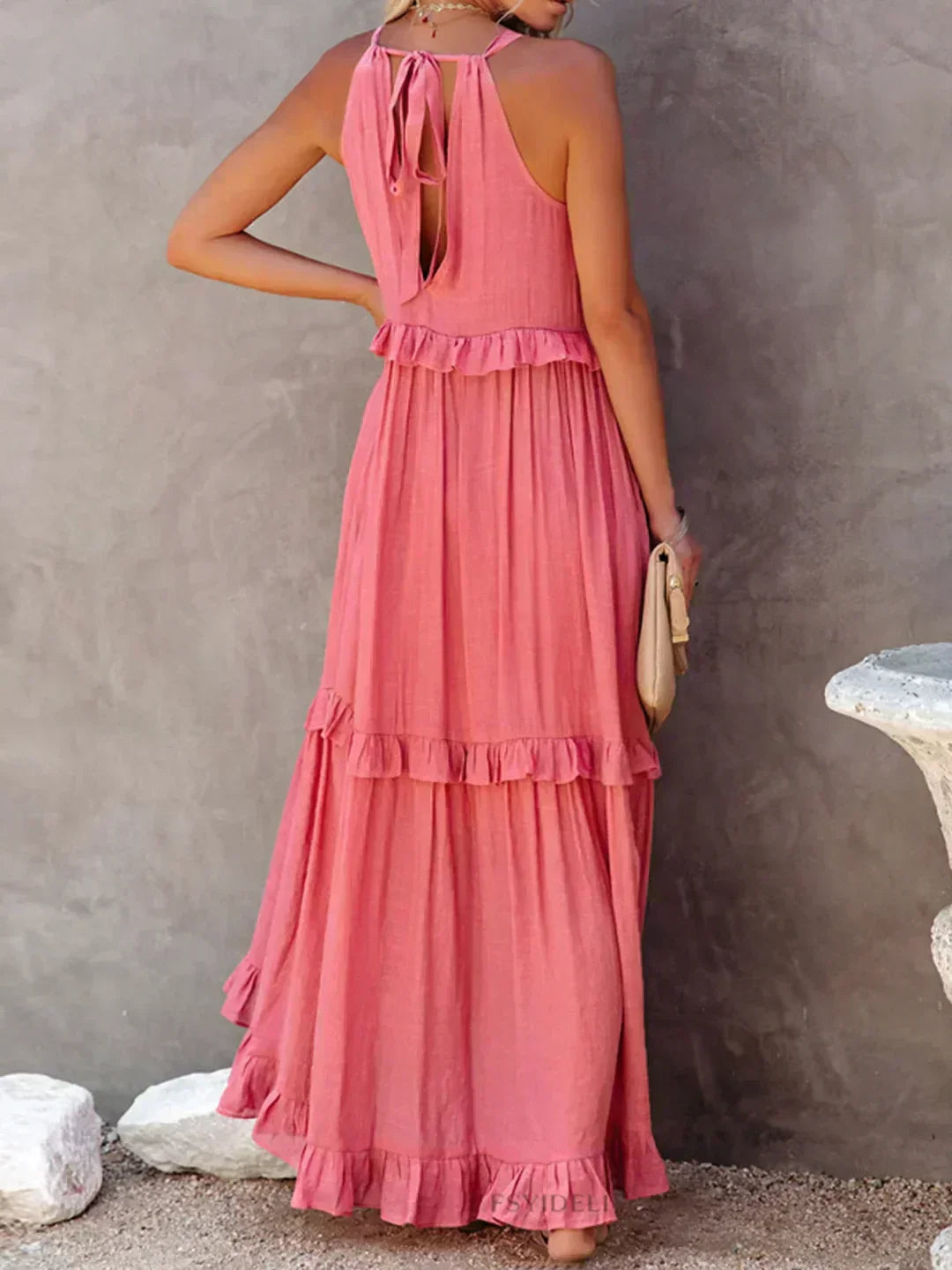 Sarah | Women's Halter Ruffle Maxi Dress (Almost Sold Out)