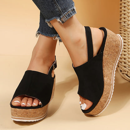 Women's Orthopedic Open-Toe Savanna Slingback Wedge Sandals