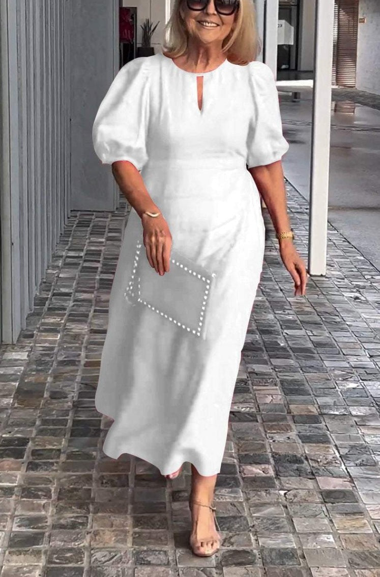 Juliana | Women's Elegant Puff-Sleeve Midi Dress