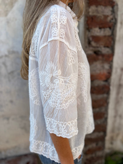 Laura | Women's Longline Embroidered Long-Sleeve Cardigan