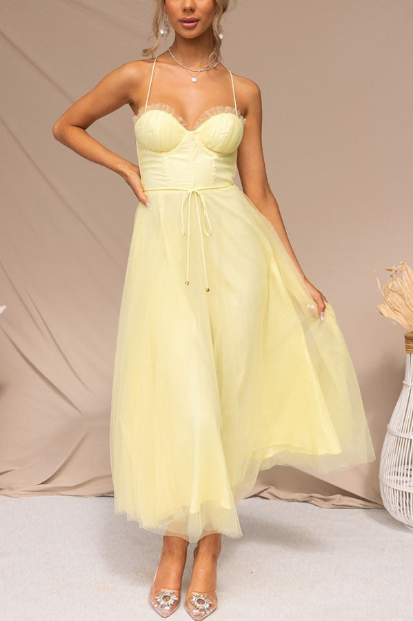 Women's Contemporary Princess Maxi Dress with Suspenders for Parties