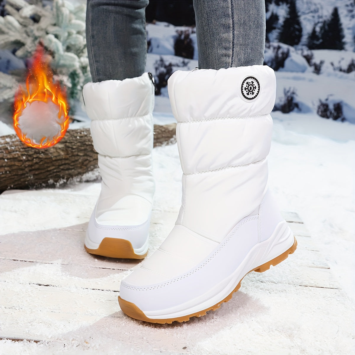 Cushioned Slip-On Premium Mid-Calf Women's Winter Snow Boots