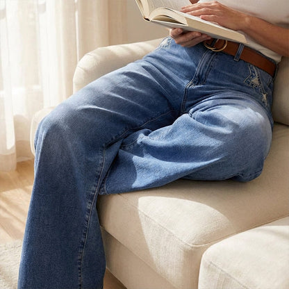 Retro High-Waisted Wide-Leg Jeans for Women
