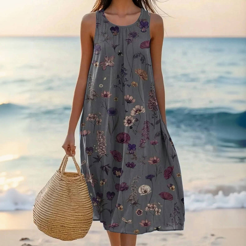 Sarita | Women's Vintage Floral Mid-Calf Midi Dress