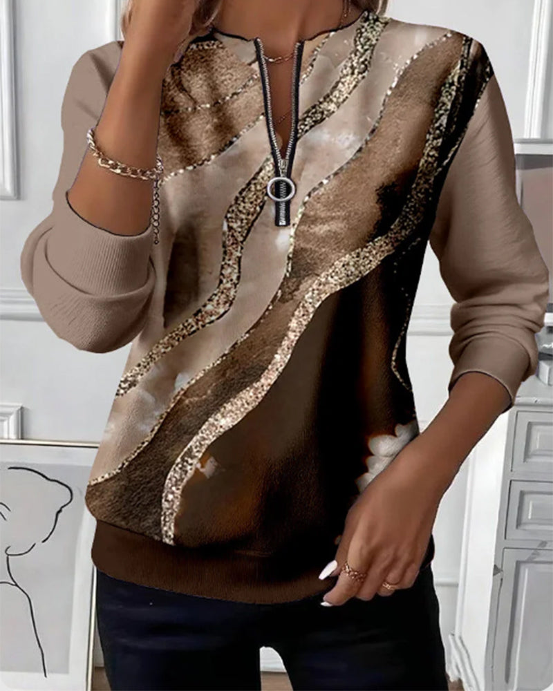 Jonah | Women's Relaxed Printed Vintage Half-Zip Sweatshirt