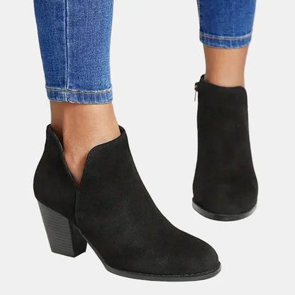 Hailey | Women's Cushioned Slip-On Block Heel Ankle Boots