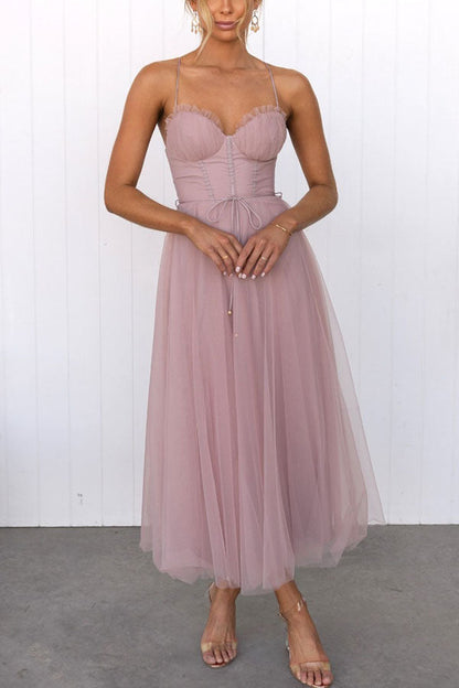 Women's Contemporary Princess Maxi Dress with Suspenders for Parties