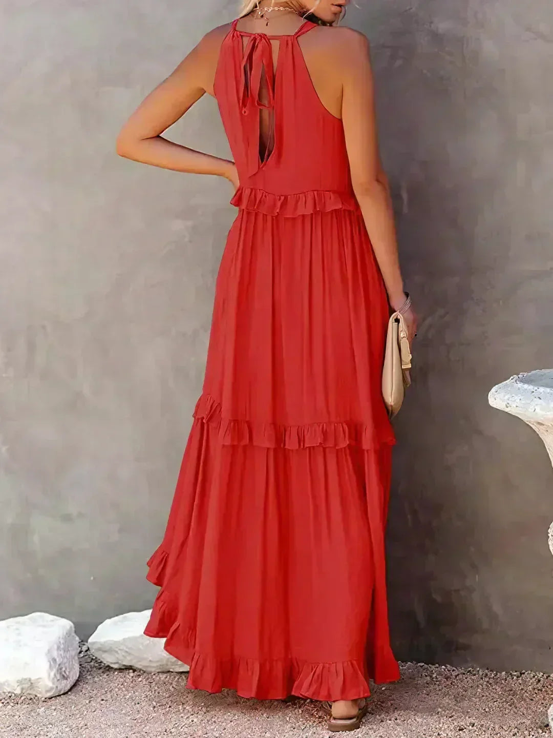 Sarah | Women's Halter Ruffle Maxi Dress (Almost Sold Out)