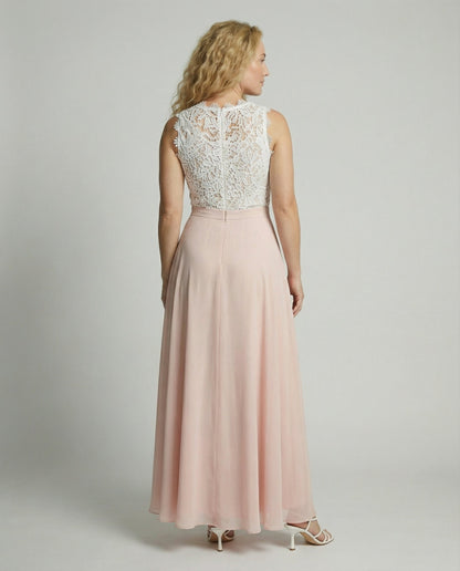 Women's Sleeveless Maxi Dress with Lace Bodice