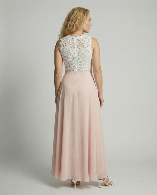 Women's Sleeveless Maxi Dress with Lace Bodice