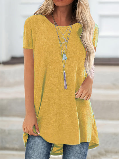 Faye | Women's Relaxed Casual Longline Crew Neck T-Shirt
