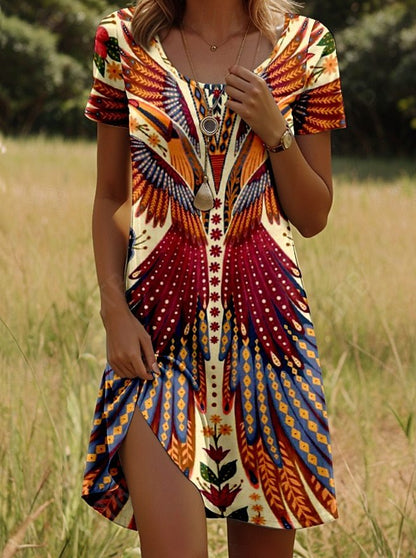 Julia | Women's Vibrant Bohemian-Style Mini Dress