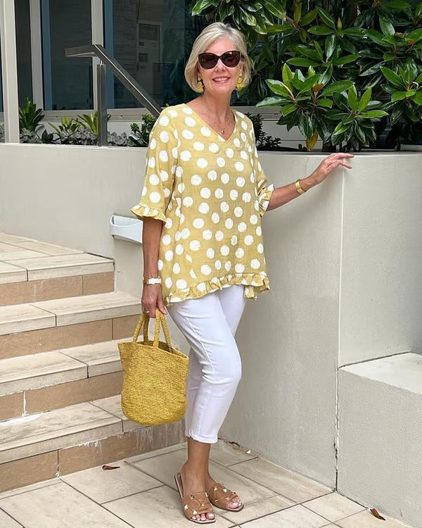 Chloe | Women's Polka Dot Stylish V-Neck Blouse