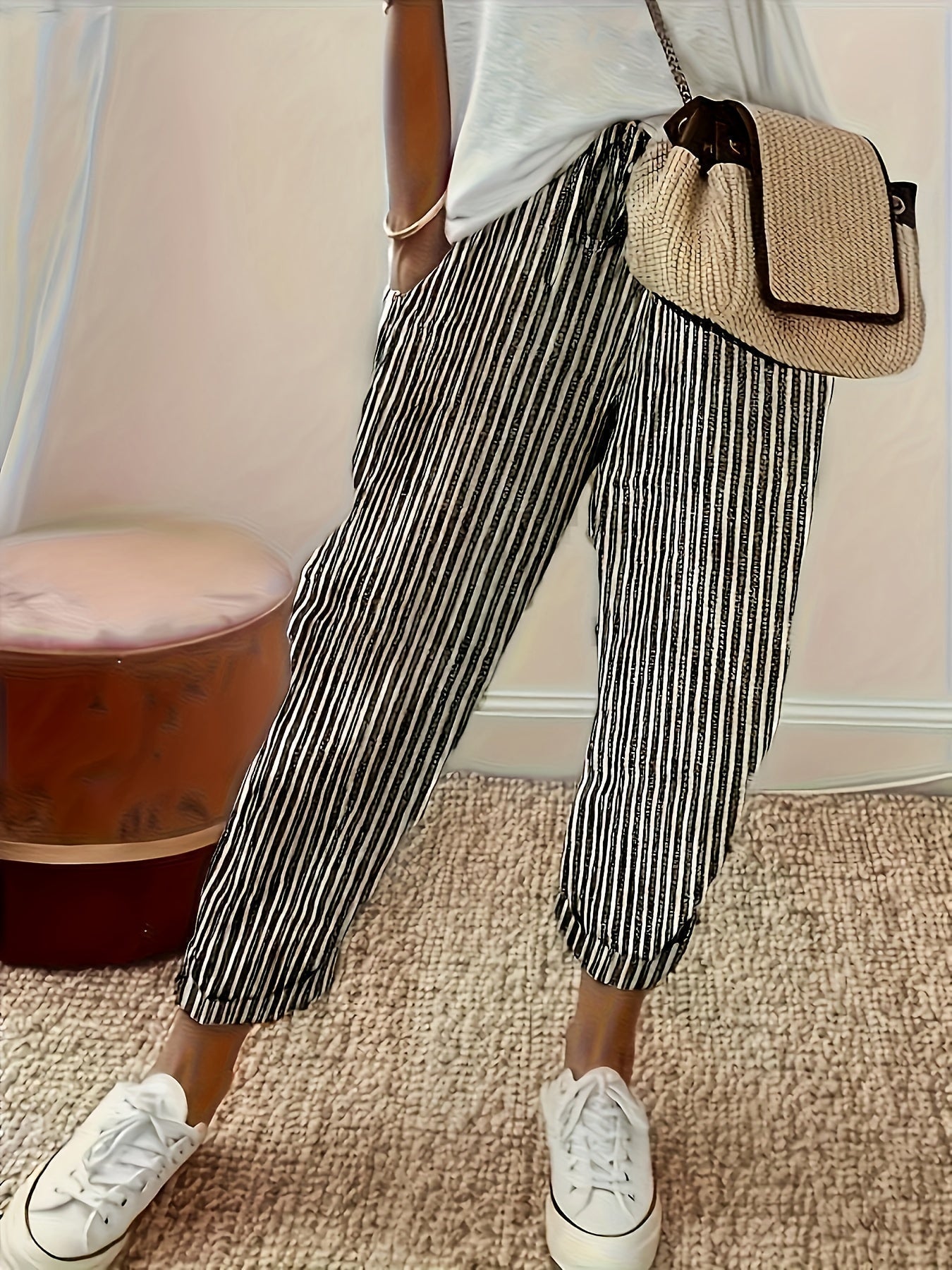 Elena | Women's Striped Wide-Leg Trousers