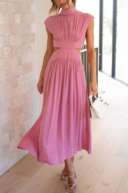 Quincy | Women's Midi Dress with Cut-Out and Pockets