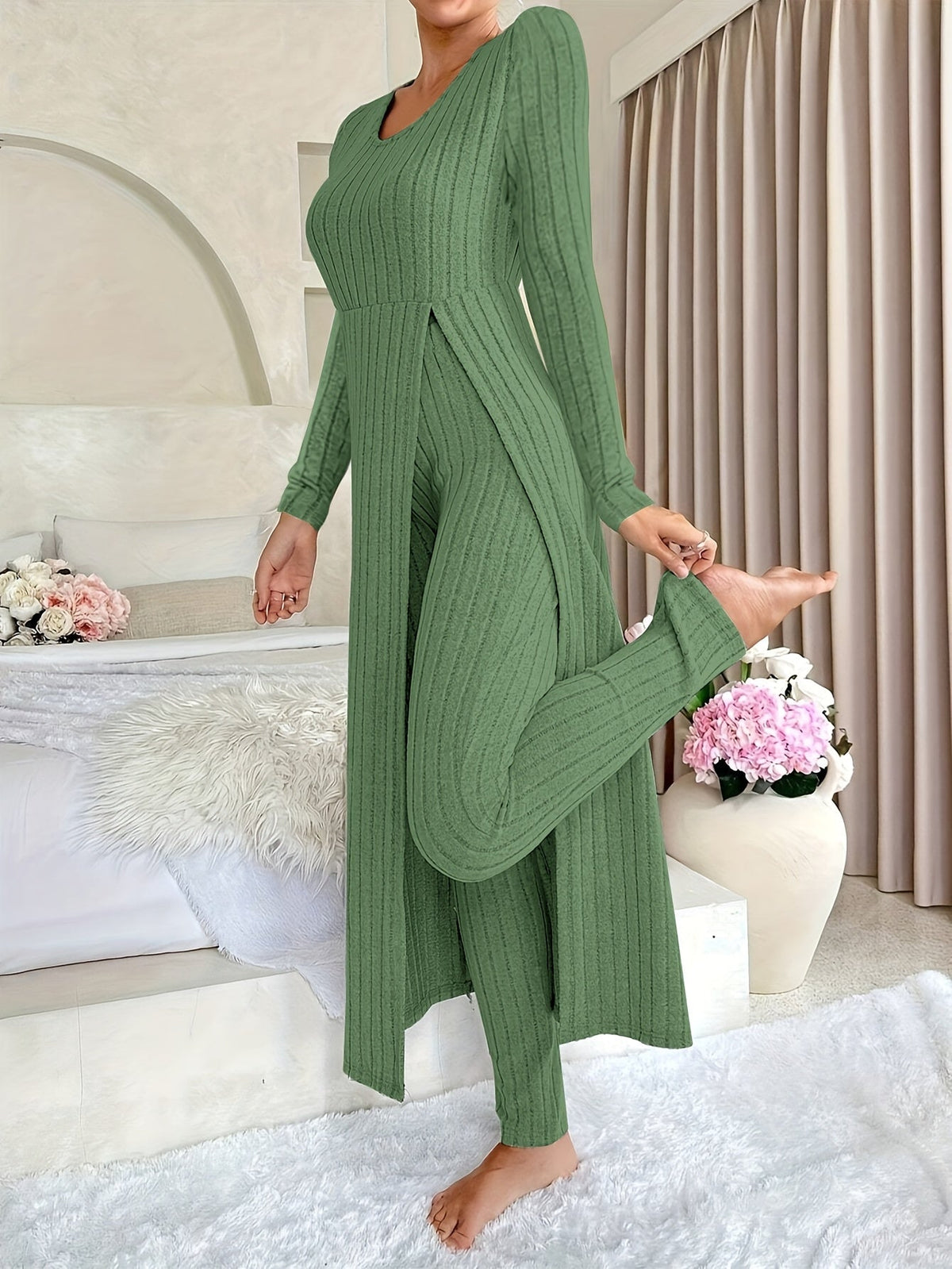 Aldea | Women's Relaxed Cozy Two-Piece Ribbed Lounge Set