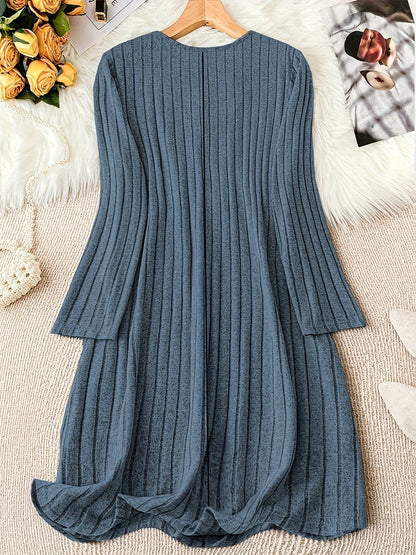 Madelyn | Women's Timeless Plus Size Ribbed Button Midi Dress