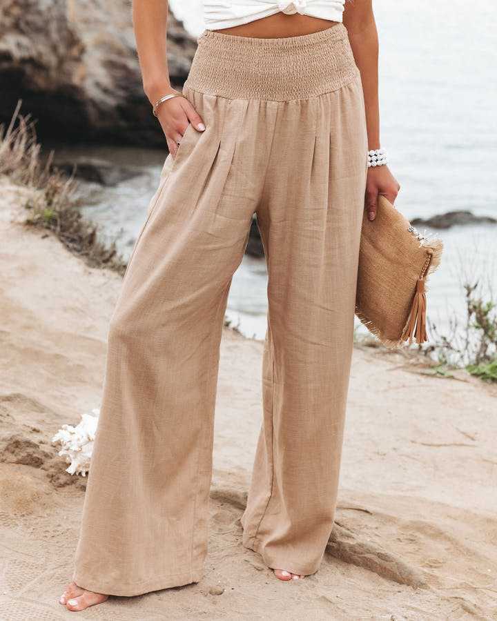 Women's Lily Flowing Beach Trousers with Wide Legs
