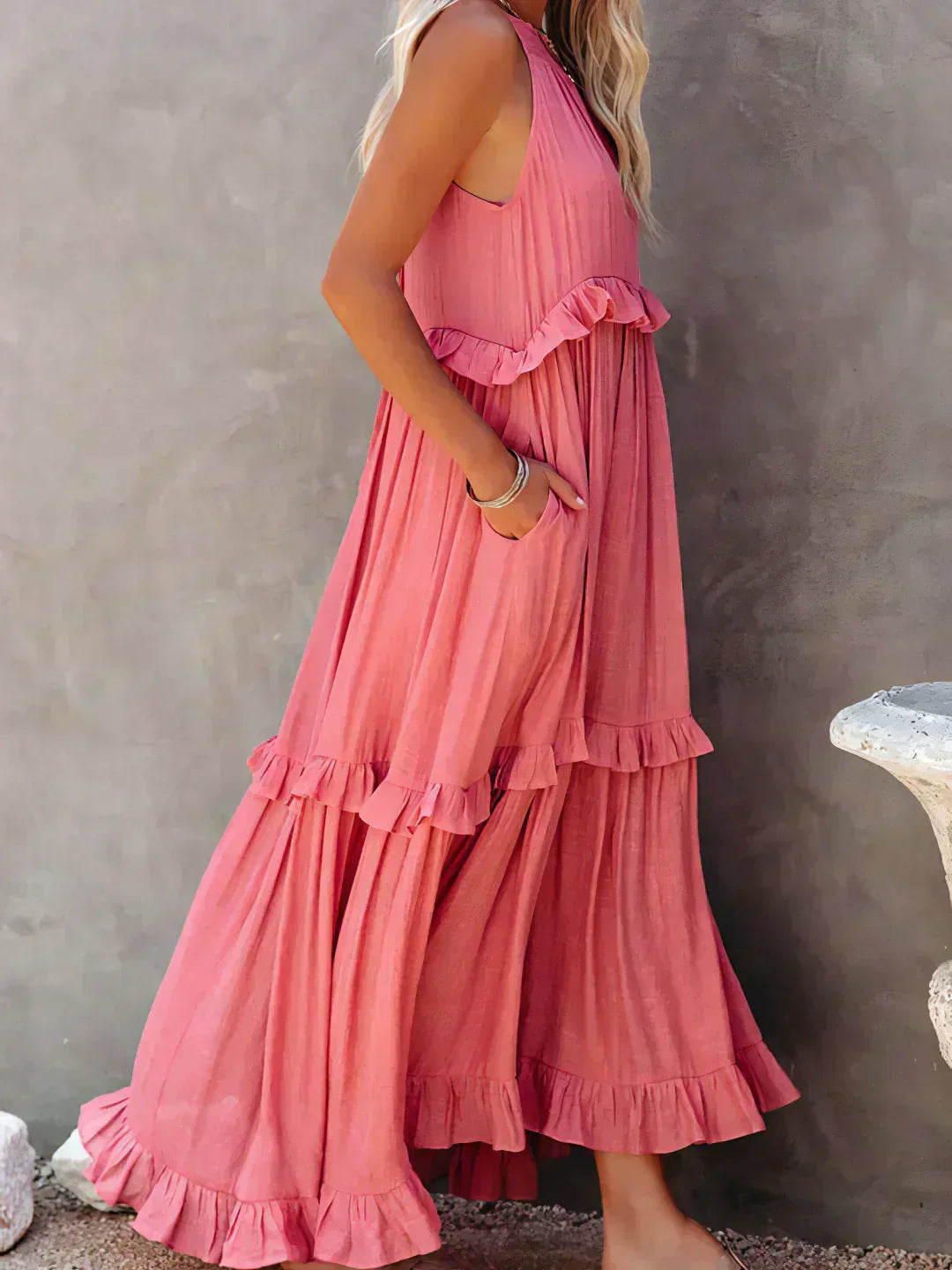 Sarah | Women's Halter Ruffle Maxi Dress (Almost Sold Out)