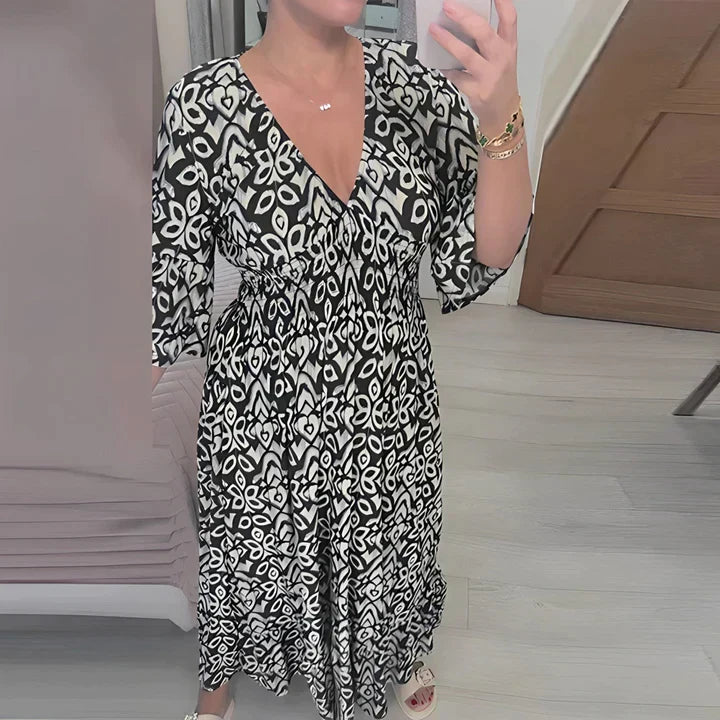 Frieda | Women's Airy Summer Midi Dress with V-Neck