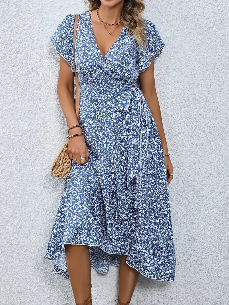 Marilou | Women's Spring Midi Dress with Ruffle Detail