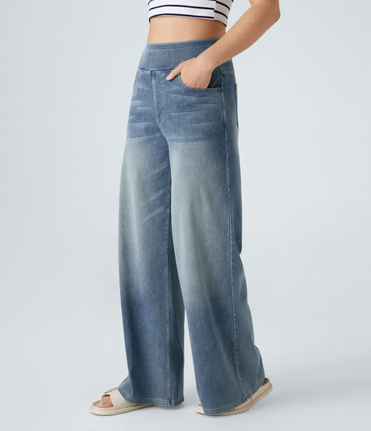 Quinn | Women's High Waisted Wide Leg Jeans with Pockets