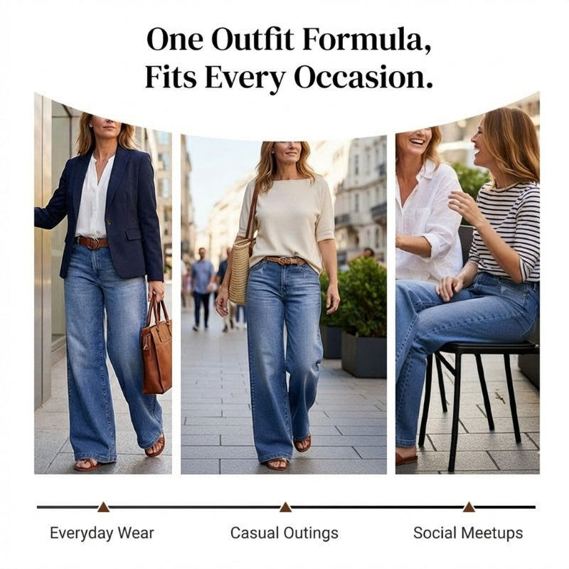 Retro High-Waisted Wide-Leg Jeans for Women