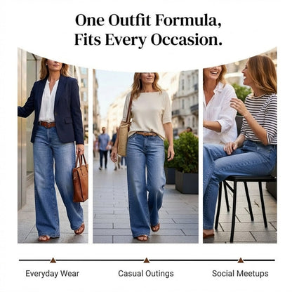 Retro High-Waisted Wide-Leg Jeans for Women