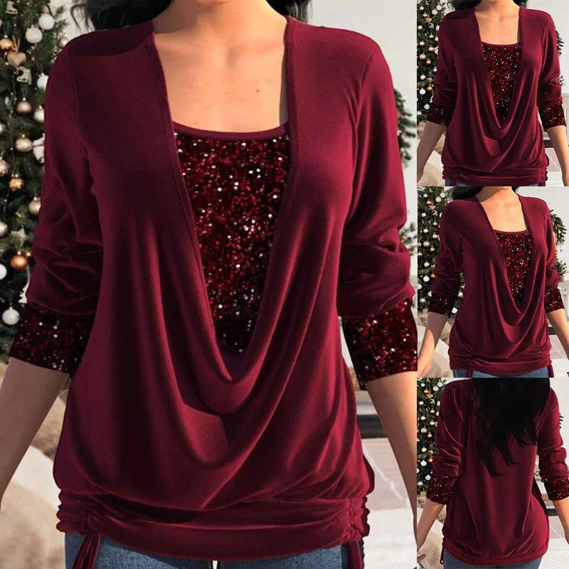 Kiara | Women's Cropped Long Sleeve Sequin Shirt