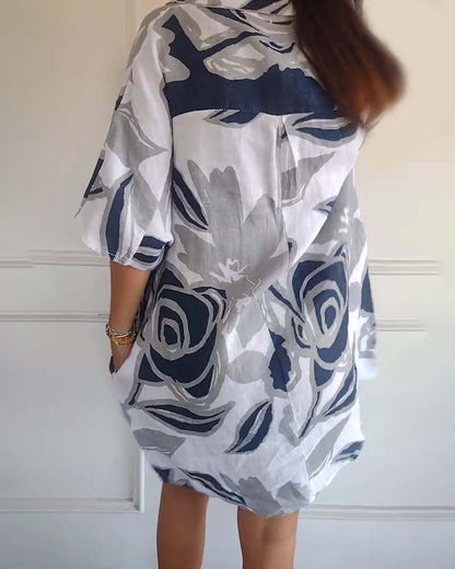 Bianca | Women's Relaxed Floral Shirt Dress with Pockets