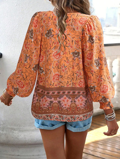 Beverly | Women's Longline Summer Floral Top with Drawstring