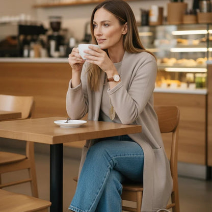 Women's Chic 3-Piece Ensemble: Long Cardigan, Top, and Trousers