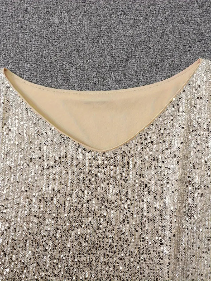 Women's Contrast Sequin Party Mini Dress