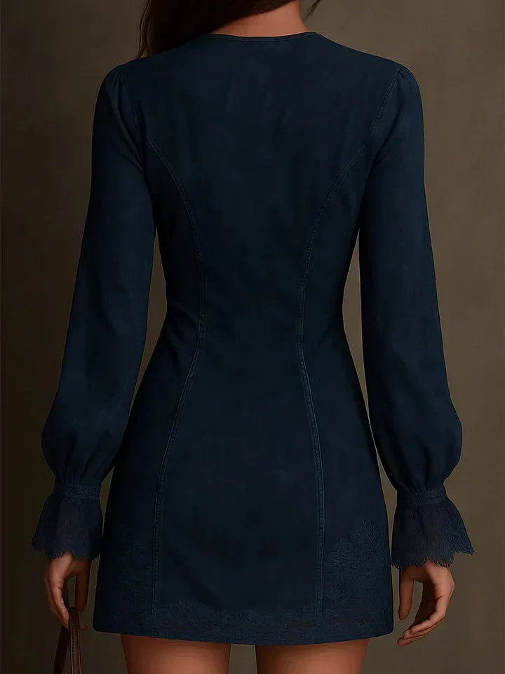 Faye | Women's Lacey Mini Dress with Long Sleeve