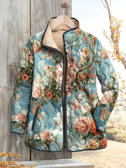 Women's Relaxed Vintage Floral Garden Quilted Jacket