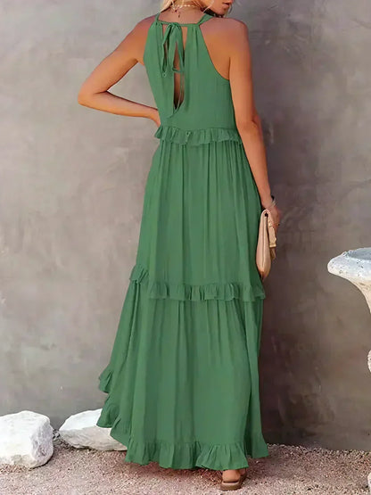 Sarah | Women's Halter Ruffle Maxi Dress (Almost Sold Out)
