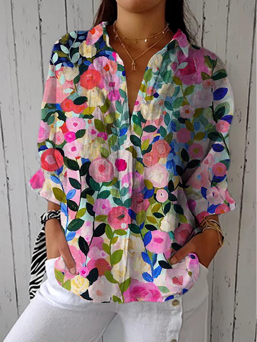 Frida | Women's Floral Bloom Canvas Blouse