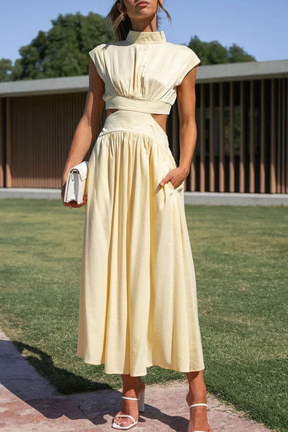 Quincy | Women's Midi Dress with Cut-Out and Pockets